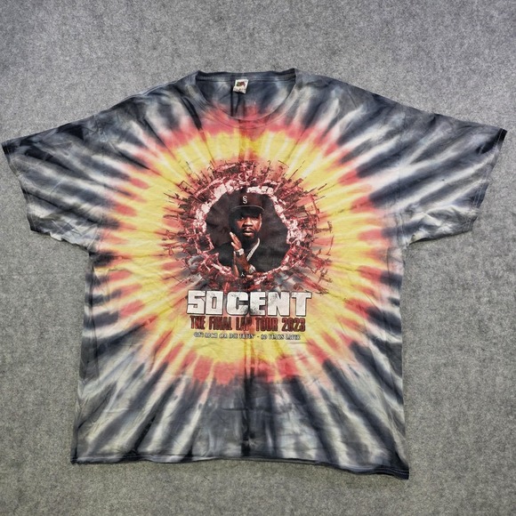 50 Cent Final Lap Tour T Shirt Mens 2XL Tie Dye 2023 Tour Dates Graphic Tee - Picture 3 of 13
